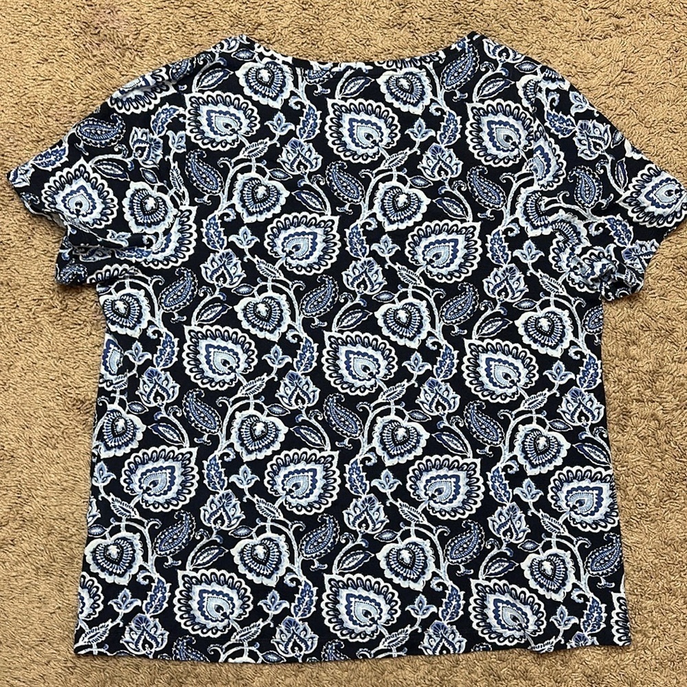 Soft Surroundings Blue Paisley Short Sleeve Tee - Picture 6 of 11